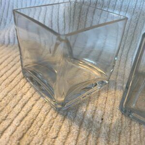 Tag set of 4 square, clear tea-lite or small candle holders